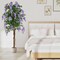 Costway 1/2 PCS 5.5 FT Tall Artificial Ficus Tree Faux Wisteria Plant in Nursery Pot Decoration Pink/Purple